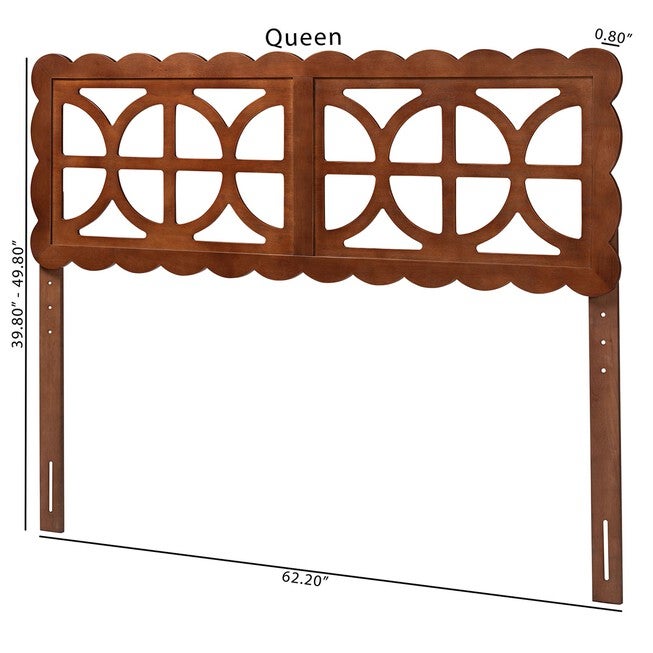 Nansen Wood Headboard with Scalloped Frame, Full, Walnut, BROWN, alternate image number 6