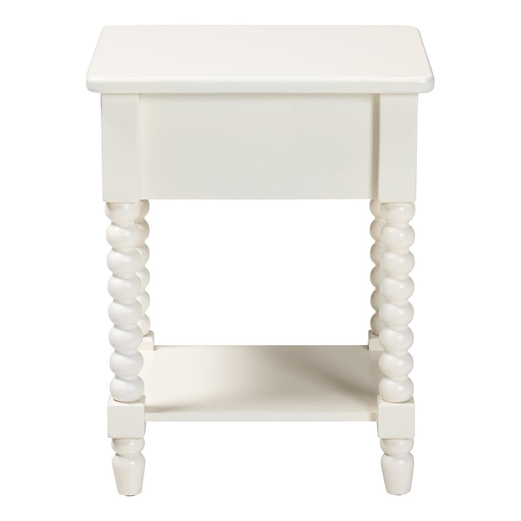 Front view of Raynera end table without visible drawer handle