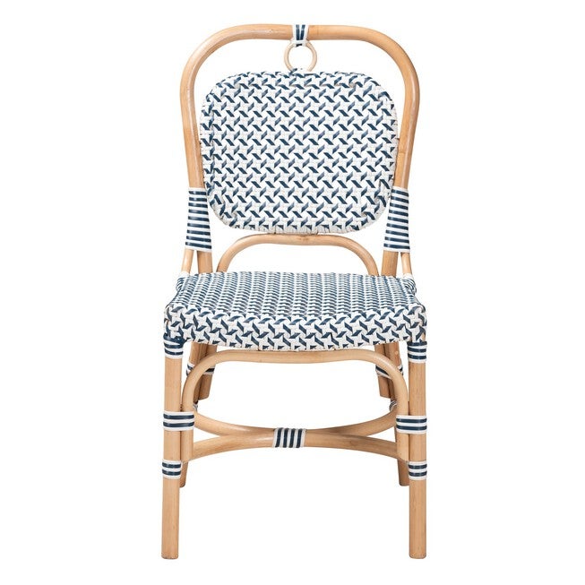 Luciana Modern French Blue And White Weaving Natural Rattan Bistro Chair, , on-hover image number null