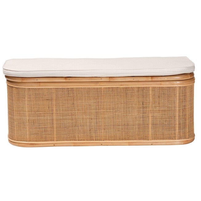 Ishana Bohemian Natural Rattan Storage Bench, , alternate image number null