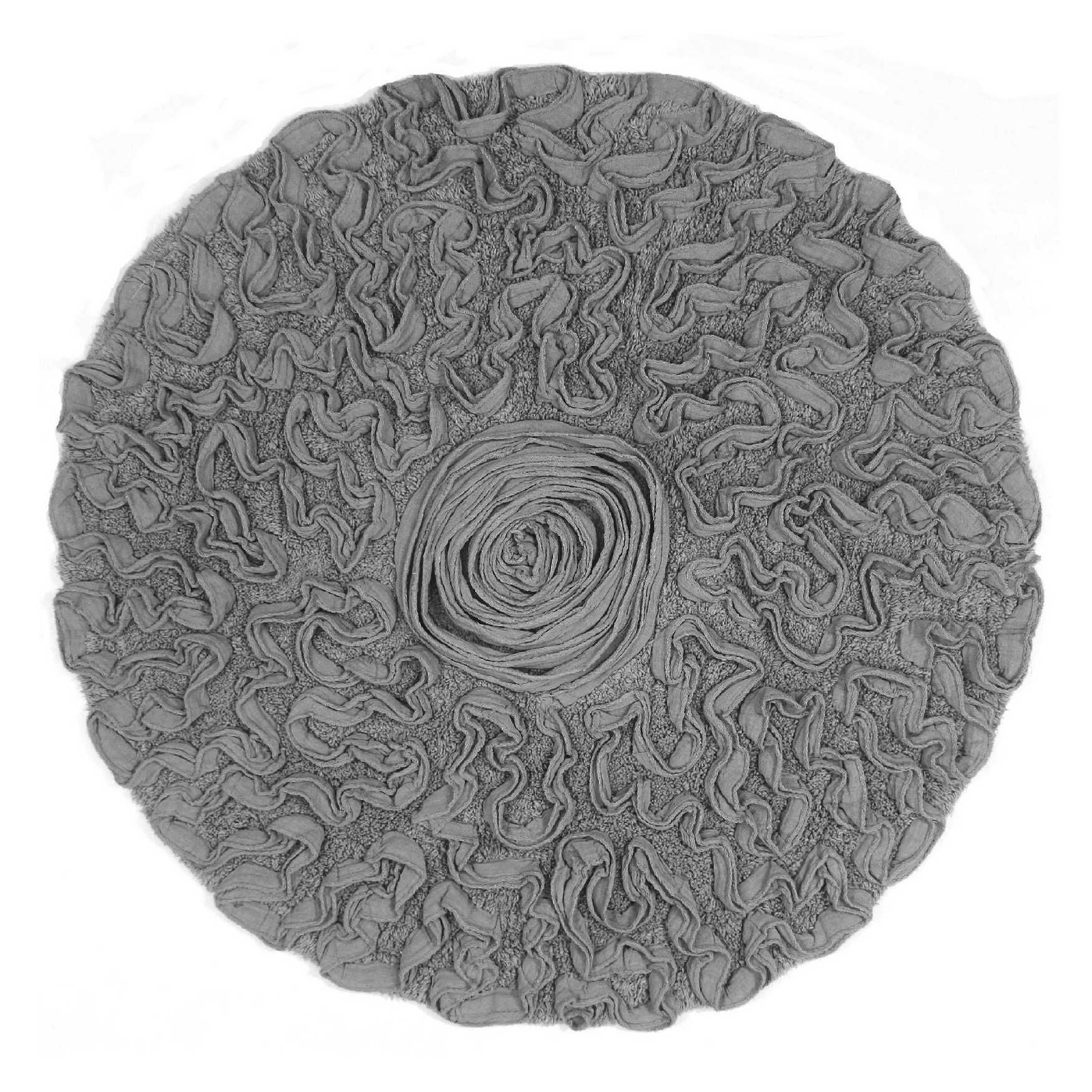 Bell Flower Round Bath Rug Collection, GREY, hi-res image number 0