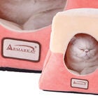 2-In-1 Cat Bed Cave Shape And Cuddle Pet Bed, Orange Beige, , alternate image number null