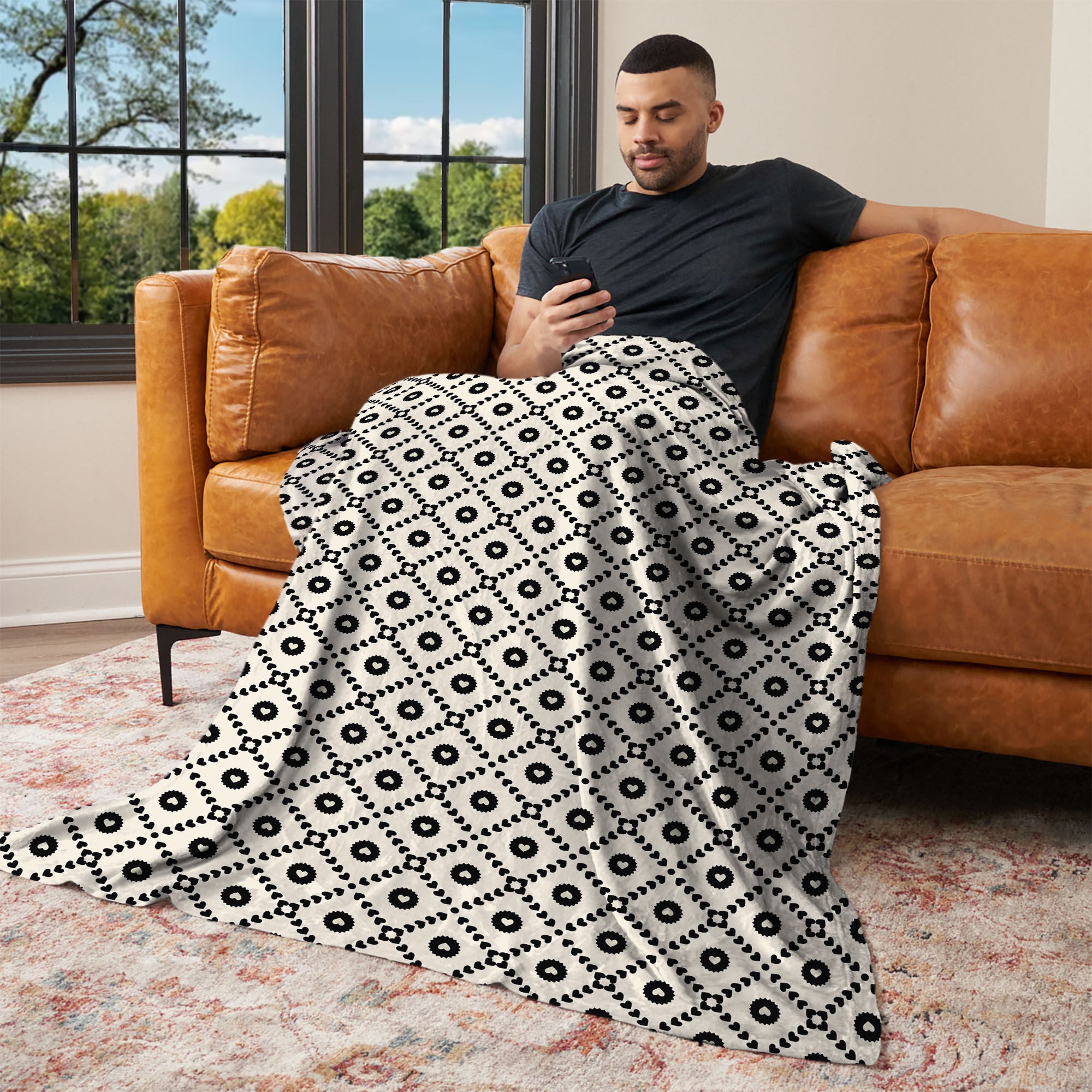 Valentine's Day Black Hearts Silk Touch Throw Blanket 50x60 Inches, BLACK, alternate image number 2