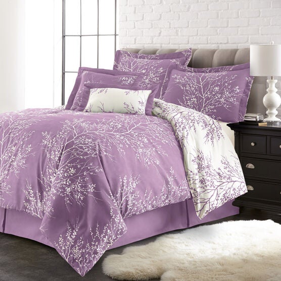 Reversible Foliage Comforter Set, LILAC, hi-res image number null