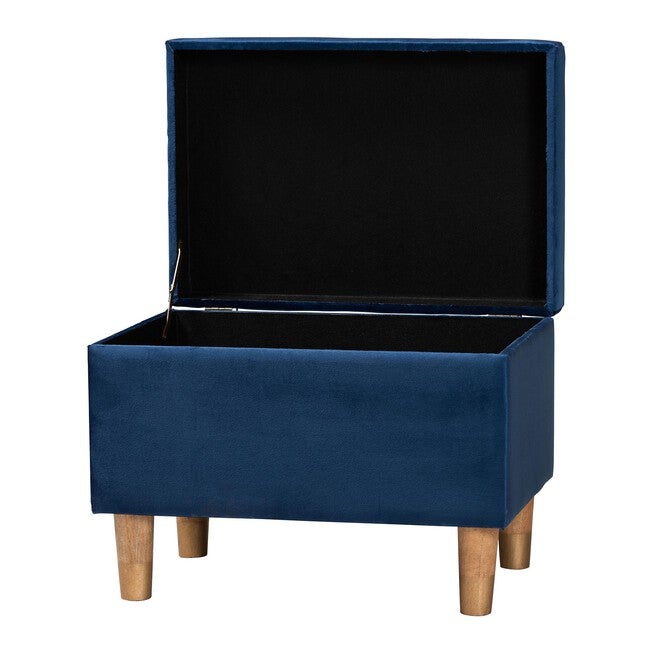 Baxton Studio Elias Modern Navy Blue Velvet Fabric Storage Ottoman, NAVY BLUE, alternate image number null