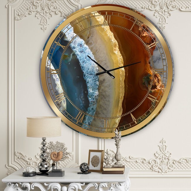 Mineral Slice Xv Oversized Fashion Wall Clock, BLUE, hi-res image number 0