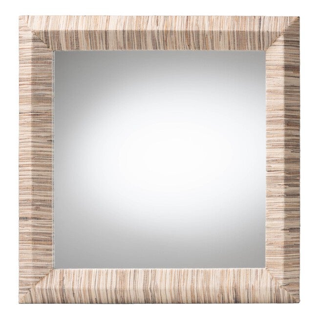 Adino Bohemian Woven Natural Grasscloth Square Accent Mirror, NATURAL, alternate image number 1