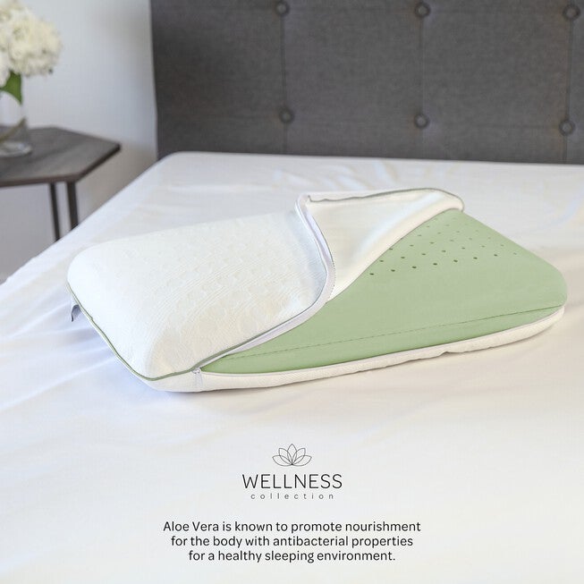 SensorPEDIC Calm - Aloe Vera Infused Memory Foam Pillow, WHITE, hi-res image number 0