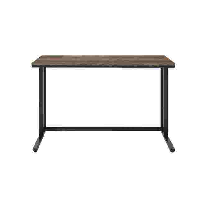 Wooden desk with black metal legs
