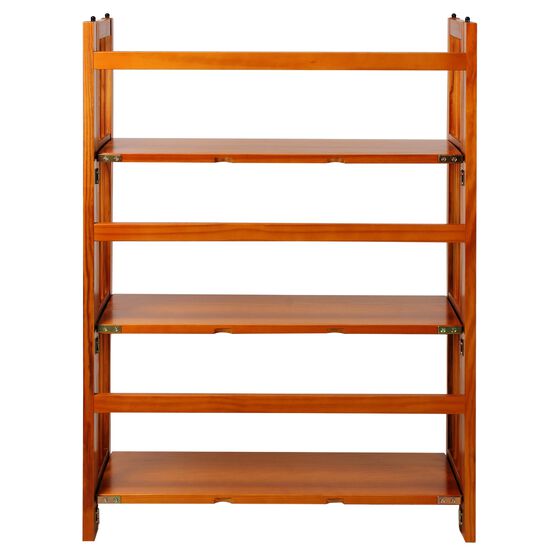 3-Shelf Folding Stackable Bookcase 27.5" Wide-Honey Oak, , alternate image number null