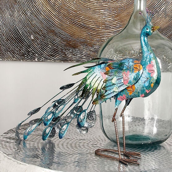 Turquoise Iron Eclectic Birds Garden Sculpture, , alternate image number null