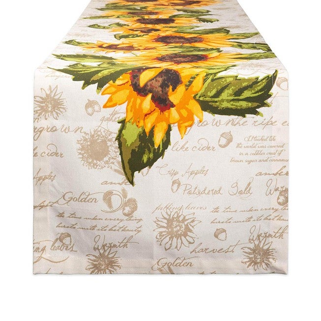 Rustic Sunflowers Printed Table Runner 14x108, YELLOW, hi-res image number null