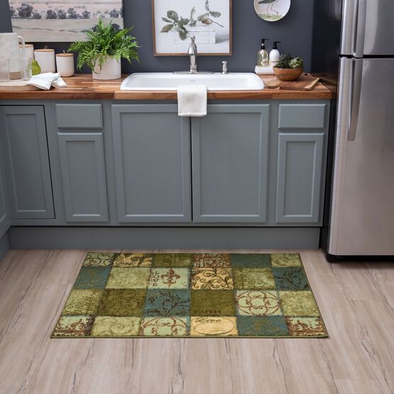 Floral Tile Blue Spa 2' 6" X 4' 2", , alternate image number null