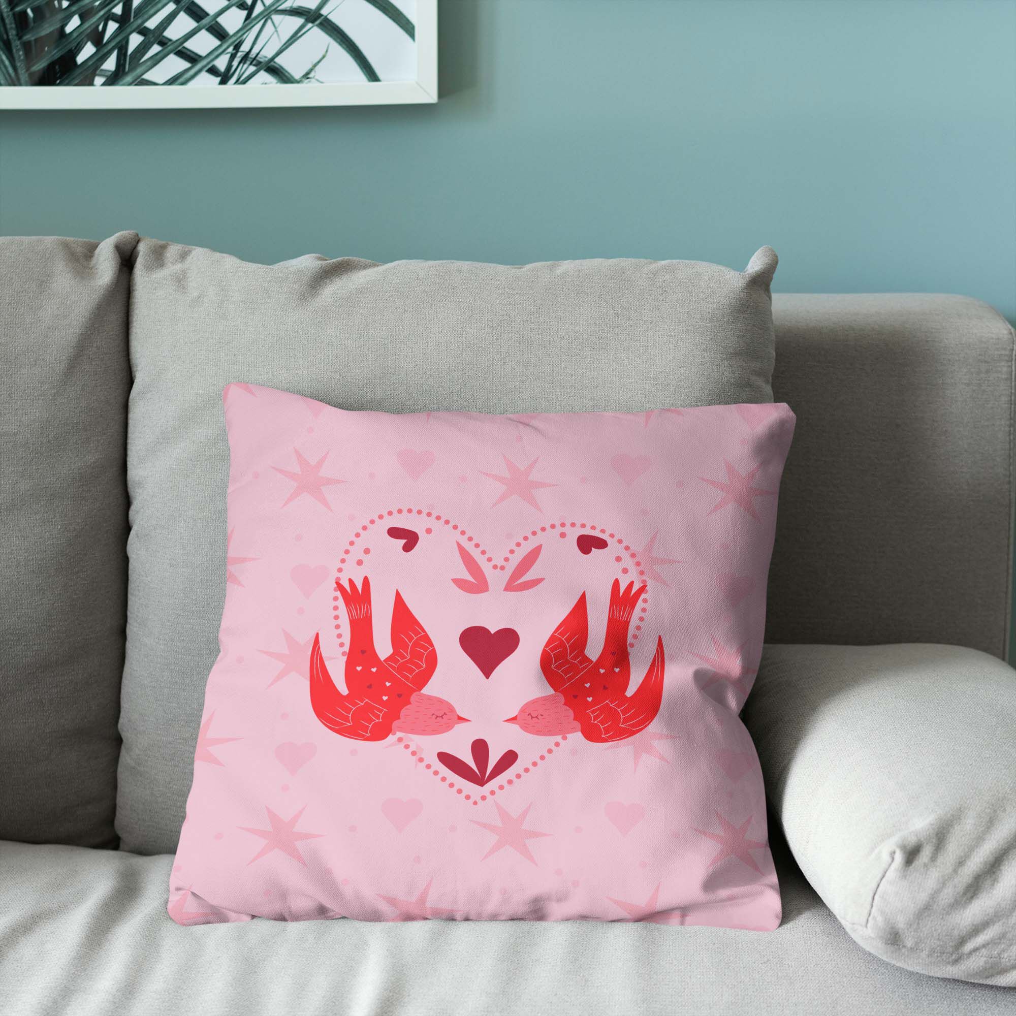 Valentine's Day Flying Birds Throw Pillow 18X18 Inches, FLYING BIRDS, alternate image number 3