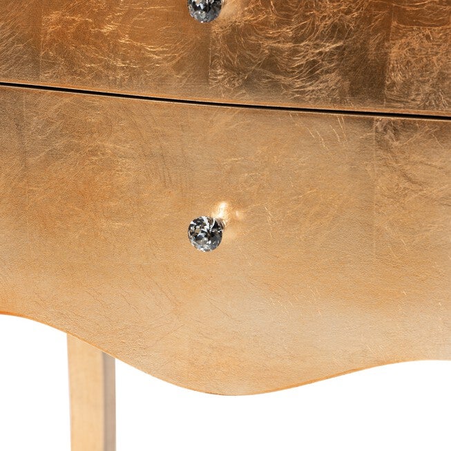Patrice Classic And Traditional Gold Finished Wood 2-Drawer Nightstand, , alternate image number null