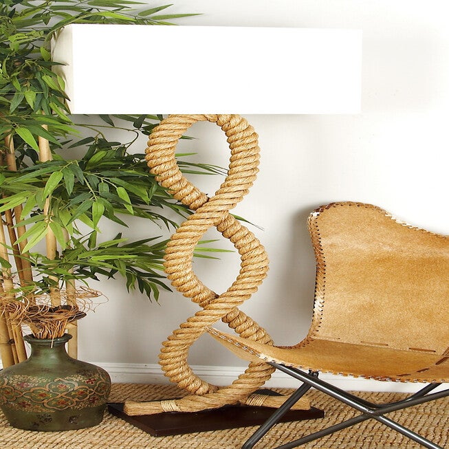Brown Jute Rope And Iron Rustic Floor Lamp, , alternate image number 7