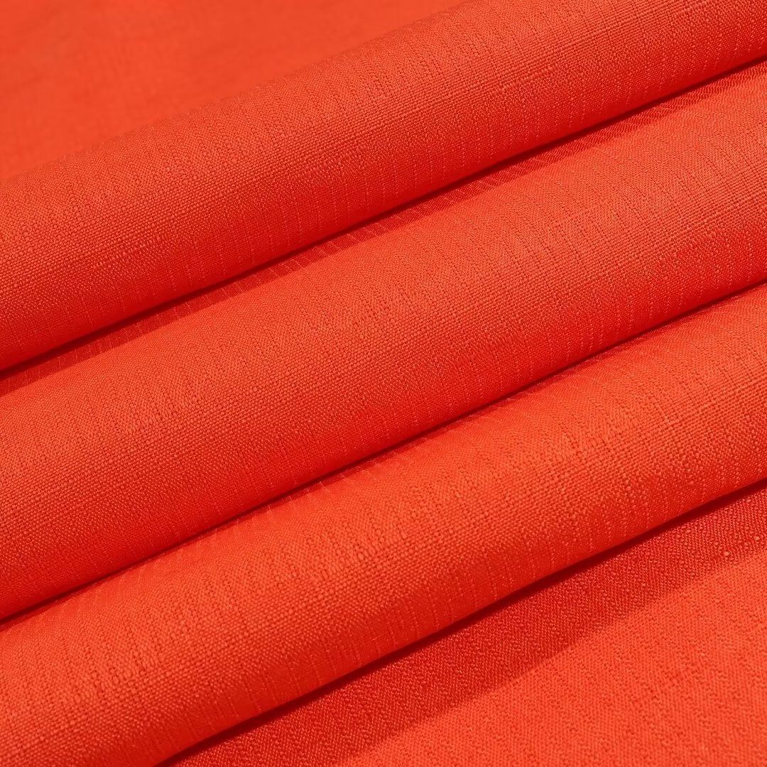 No Hook Slub Linen Texture Shower Curtain with Peva Snap-in Liner, ORANGE, alternate image number 3