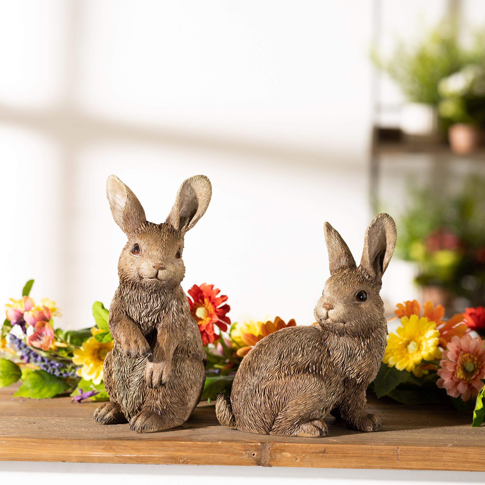 Garden Bunny Rabbit Figurine (Set of 3), BROWN, alternate image number 4