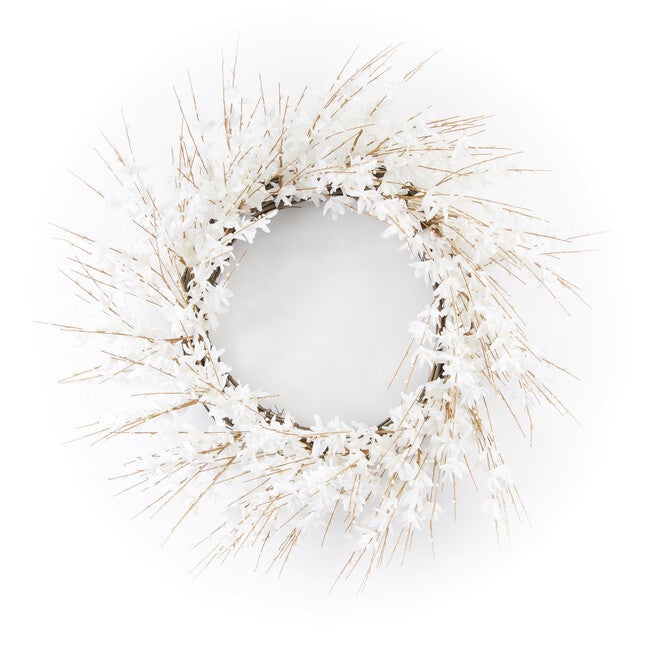 Blossom Floral Wreath 25 inchesD, WHITE, hi-res image number 0