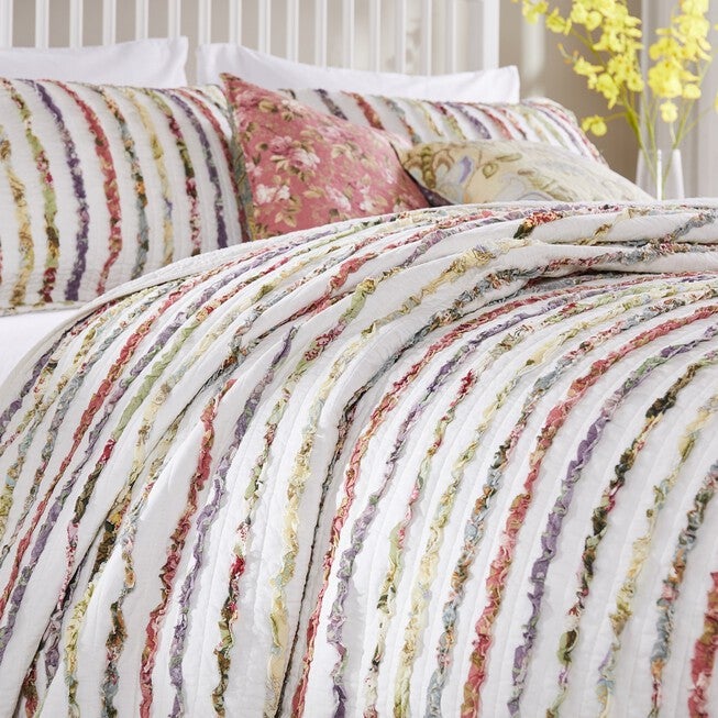 Bella Ruffle Quilt And Decorative Pillow Set, , alternate image number 2
