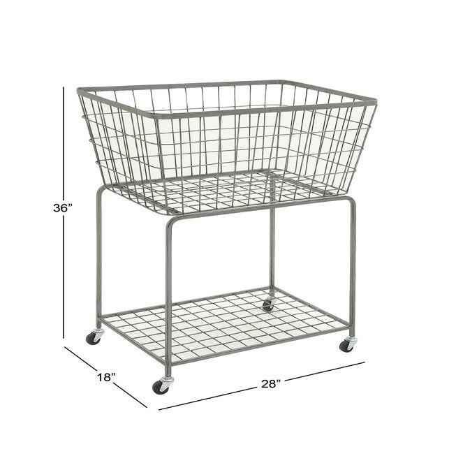 Grey Industrial Metal Storage Cart Storage Cart, , alternate image number null