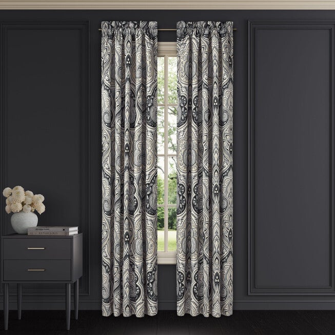 Messina 84 Inch Window Panel Pair, BLACK, alternate image number null