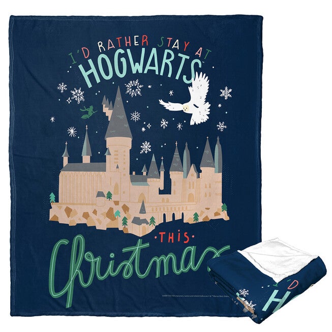Wb Harry Potter Rather Stay At Hogwarts Silk Touch Throw, O, hi-res image number null