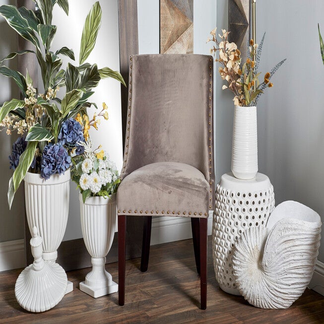 Brown Fabric And Wood Traditional Dining Chair, , alternate image number null