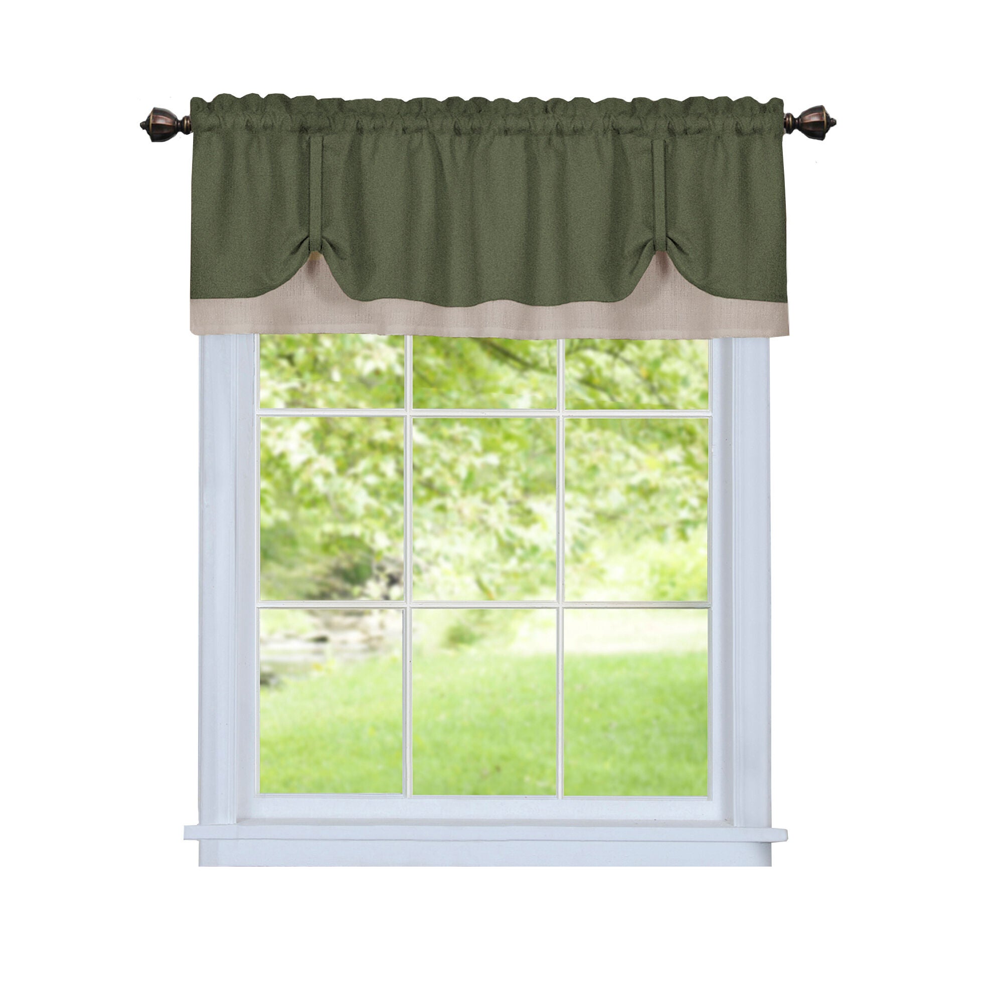 Darcy Window Curtain Valance, GREEN CAMEL, alternate image number 1