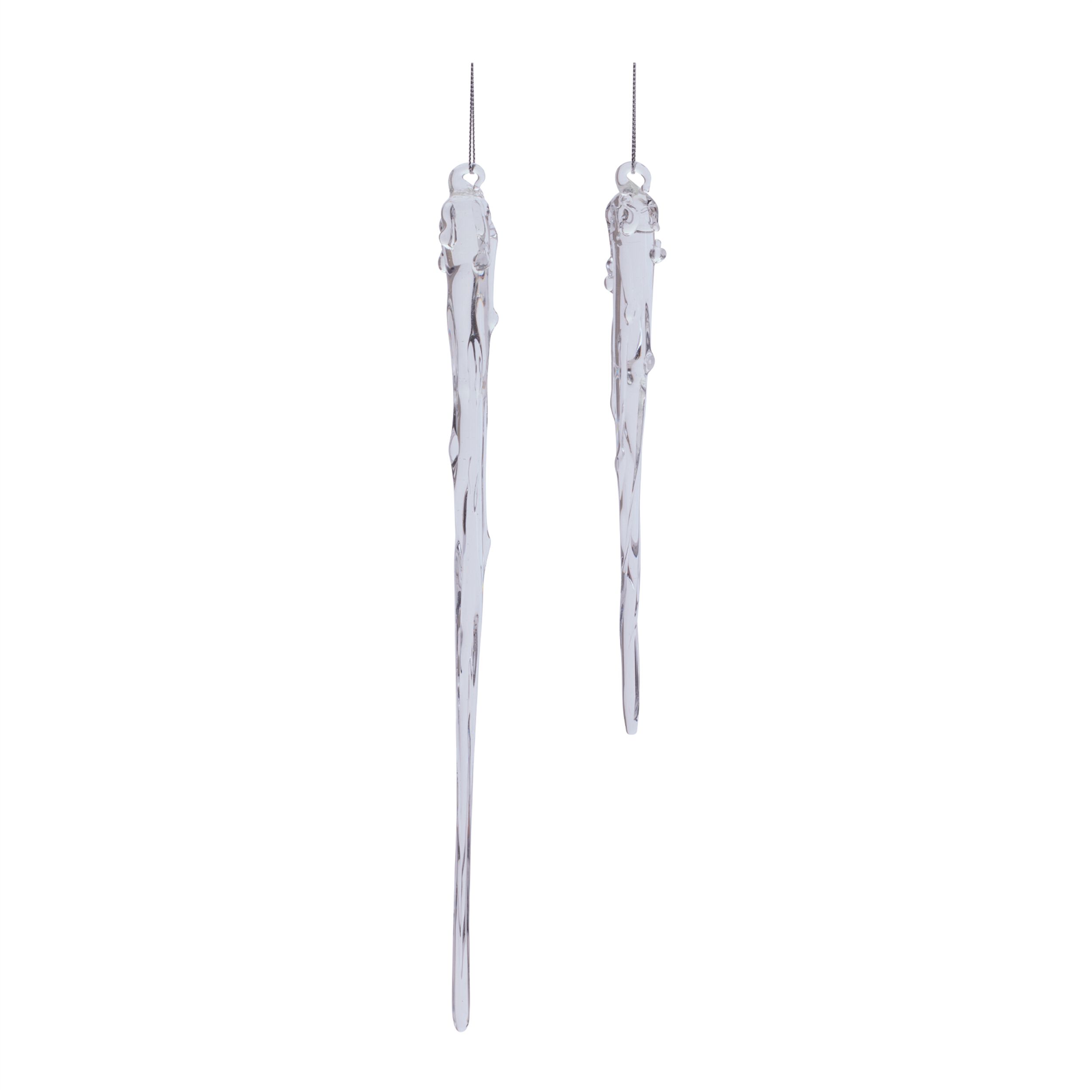 Glass Dripping Icicle Ornament (Set of 6), CLEAR, hi-res image number 0