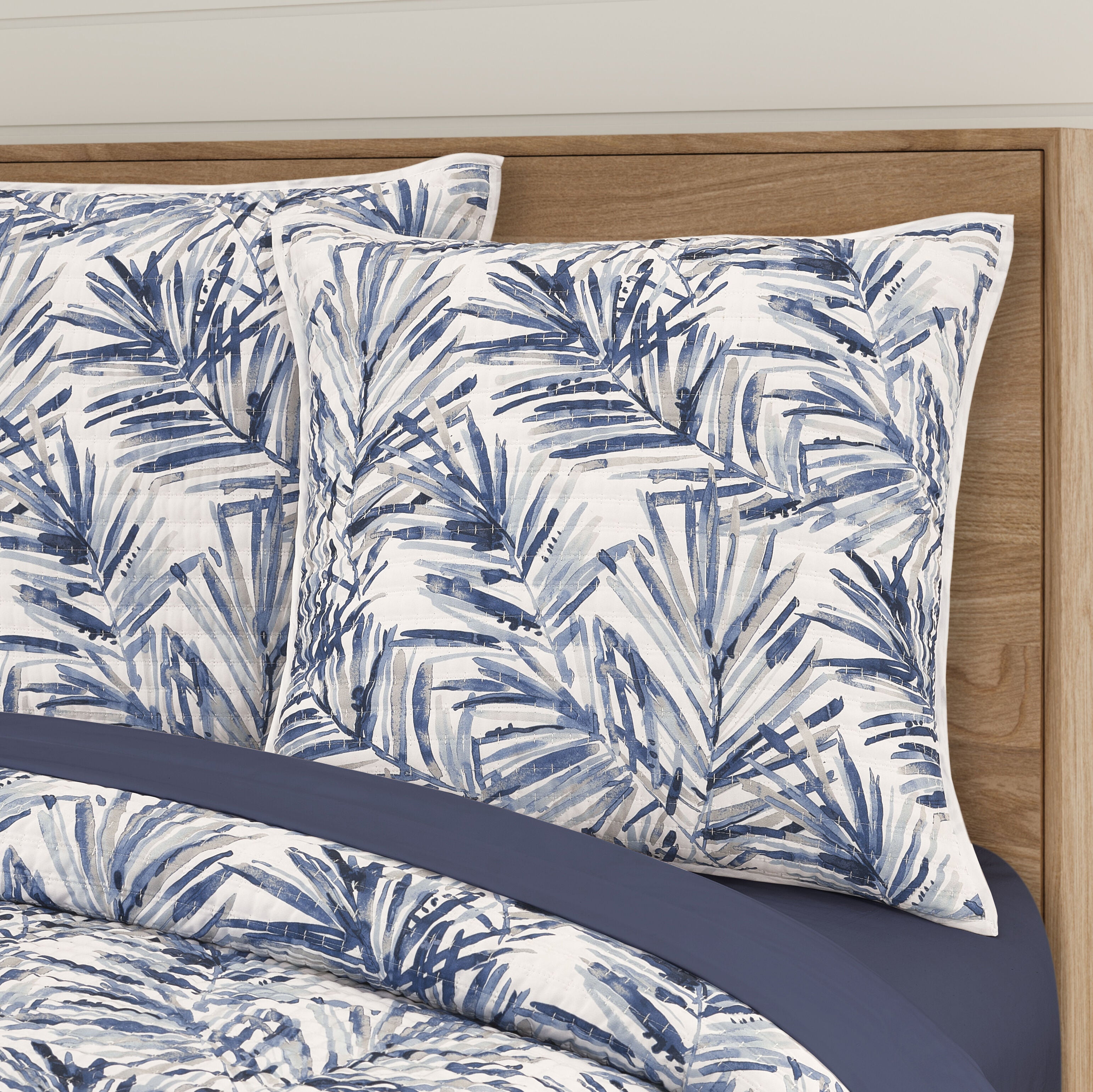 Palm Beach Euro Quilted Sham, BLUE, hi-res image number 0