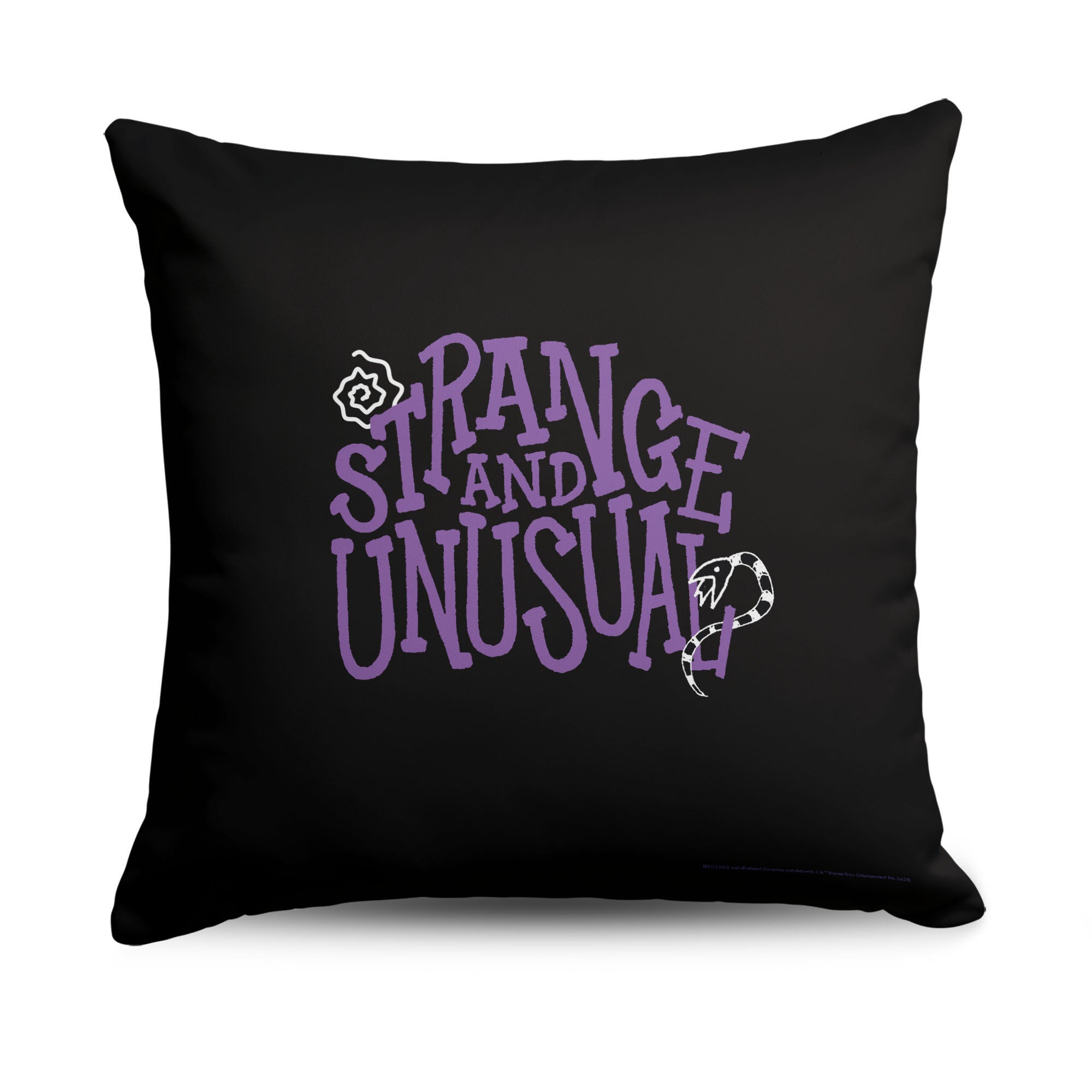 Warner Bros. Beetlejuice Strange And Unusual Throw Pillow 18X18 Inches, BLACK, hi-res image number 0