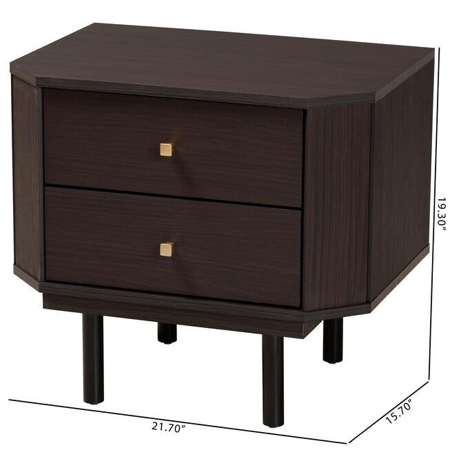 Norwood Modern Transitional Two-Tone Black And Espresso Brown Finished Wood 2-Drawer End Table, , alternate image number 9