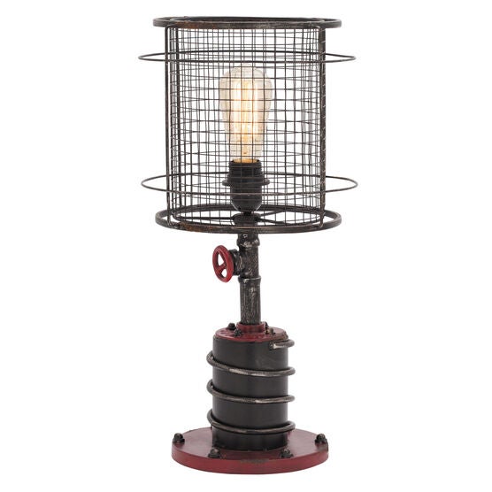Set Of 2 Red Metal Industrial Accent Lamp, RED, hi-res image number null