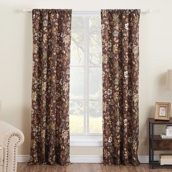 Audrey Window Curtain Panel Pair, CHOCOLATE, hi-res image number null