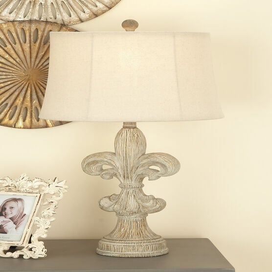 Set Of 2 White Polystone French Country Table Lamp, , alternate image number null