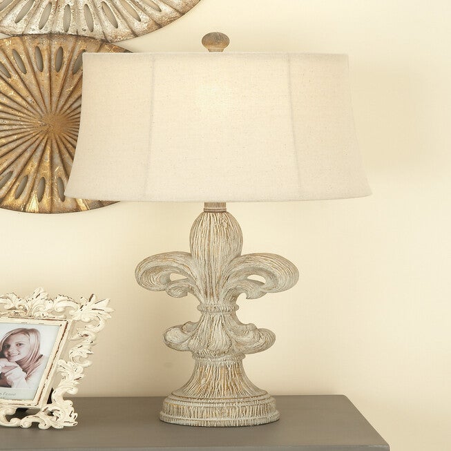 Set Of 2 White Polystone French Country Table Lamp, , alternate image number 7