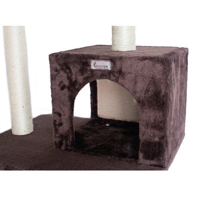 4 Level Gleepet Real Wood 57 inches Condo Cat Tree With Ramp, Hammock, , alternate image number 5