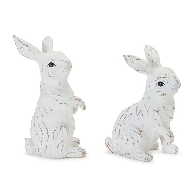 Bunny (Set of 2) 6 inchesH, 7.5 inchesH Resin, WHITE, hi-res image number 0