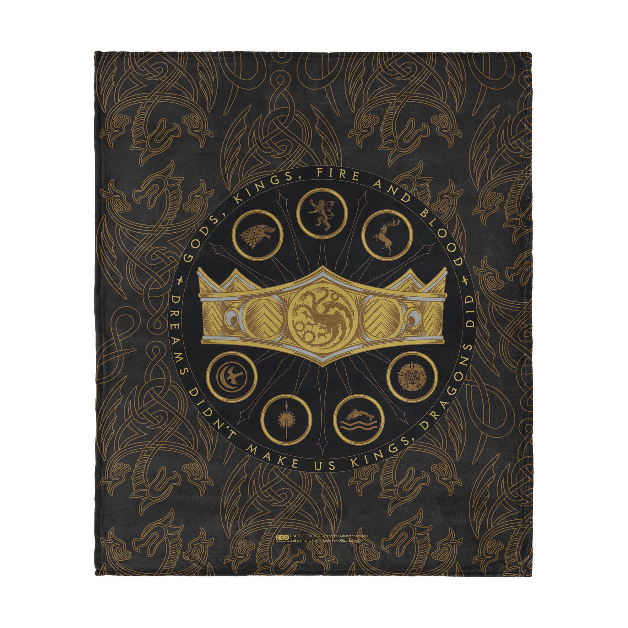 Warner Bros. House of the Dragon Dragons Did Silk Touch Throw Blanket 40x50 Inches, BLACK, hi-res image number 0