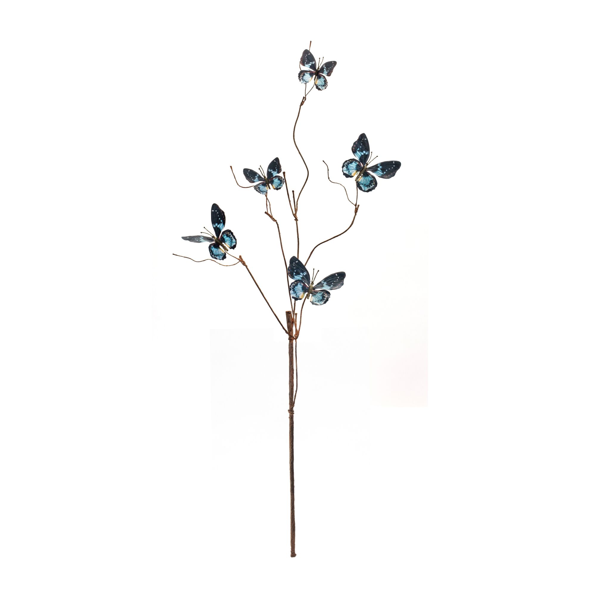 Blue and Black Wire Butterfly Spray (Set of 6), BLUE BROWN, alternate image number 2