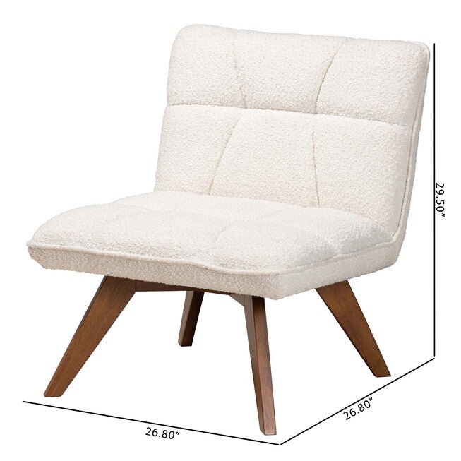 Darielle Japandi Cream Boucle Fabric And Walnut Brown Finished Rubberwood Accent Chair, , alternate image number 8