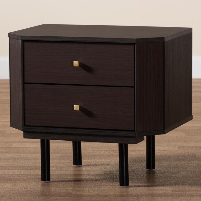 Norwood Modern Transitional Two-Tone Black And Espresso Brown Finished Wood 2-Drawer End Table, , alternate image number 8