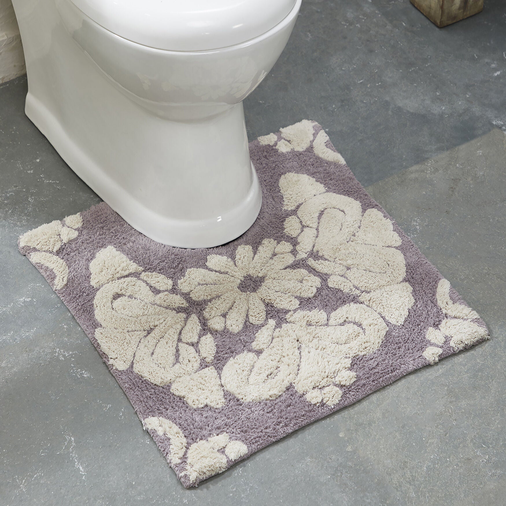 Medallion Collection 100% Cotton 20 inches X 20 inches Contour Bath Rug, GRAY NATURAL, hi-res image number 0