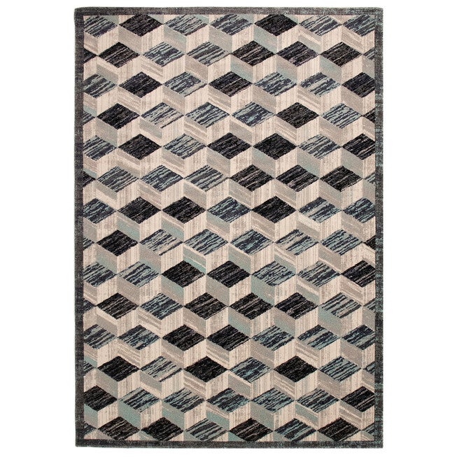 Liora Manne Fresco Cubes Indoor/Outdoor Rug, AQUA, hi-res image number 0