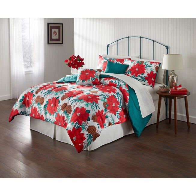Poinsettia Holiday 5-Pc. Comforter Set, POINSETTIA, hi-res image number 0