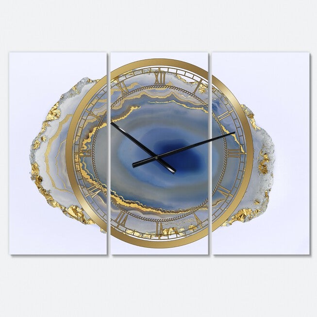 Golden Water Agate Large Fashion Multipanel Wall Clock, , alternate image number 1