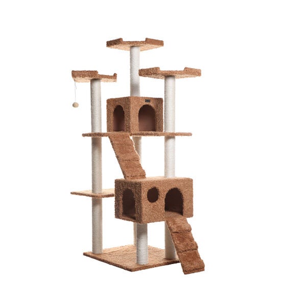 Multi-Level 74" Real Wood Cat Tree Furniture With Sratchhing Posts, , alternate image number null