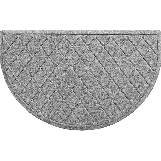 Aqua Shield® Argyle Half Oval Door Mat 24"x39", GRAY, hi-res image number null