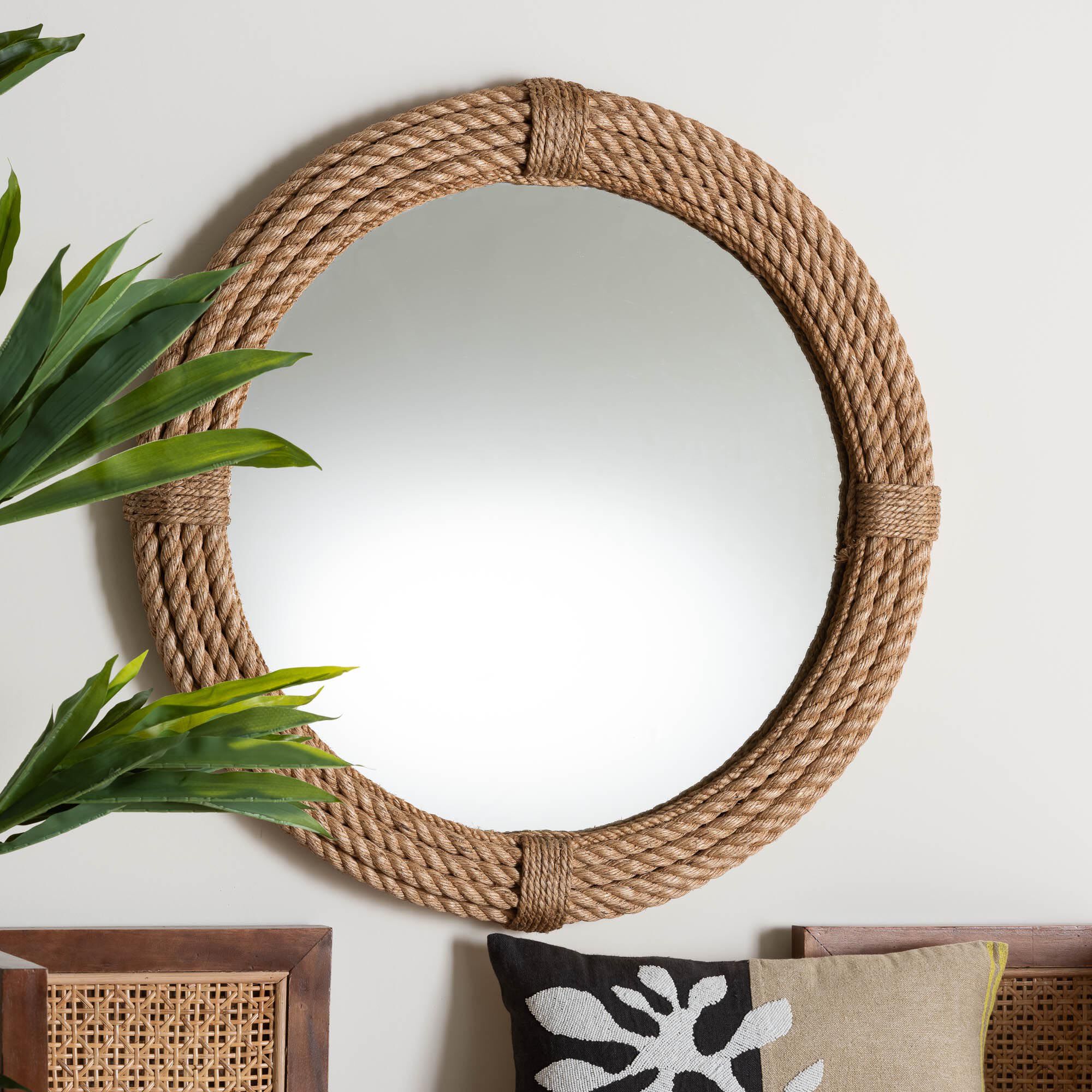 Manila Bohemian Woven Rope Accent Wall Mirror, NATURAL, hi-res image number 0